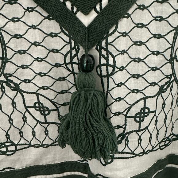 Tory Burch Green and White Geometric Tunic Top Size Medium - Picture 3 of 7